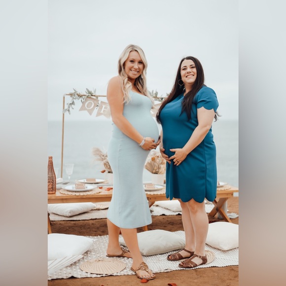 Abercrombie & Fitch Crossback Elevated Knit Midi Dress- blue - Picture 8 of 9